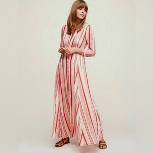 NWT Free People After The Storm Maxi Dress Red Paisley